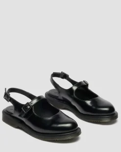 Dr. Martens Mother'S Day Gifts|Shoes*Madaline Mary Jane Smooth Leather Sling Back Shoes in Black Black — Polished Smooth