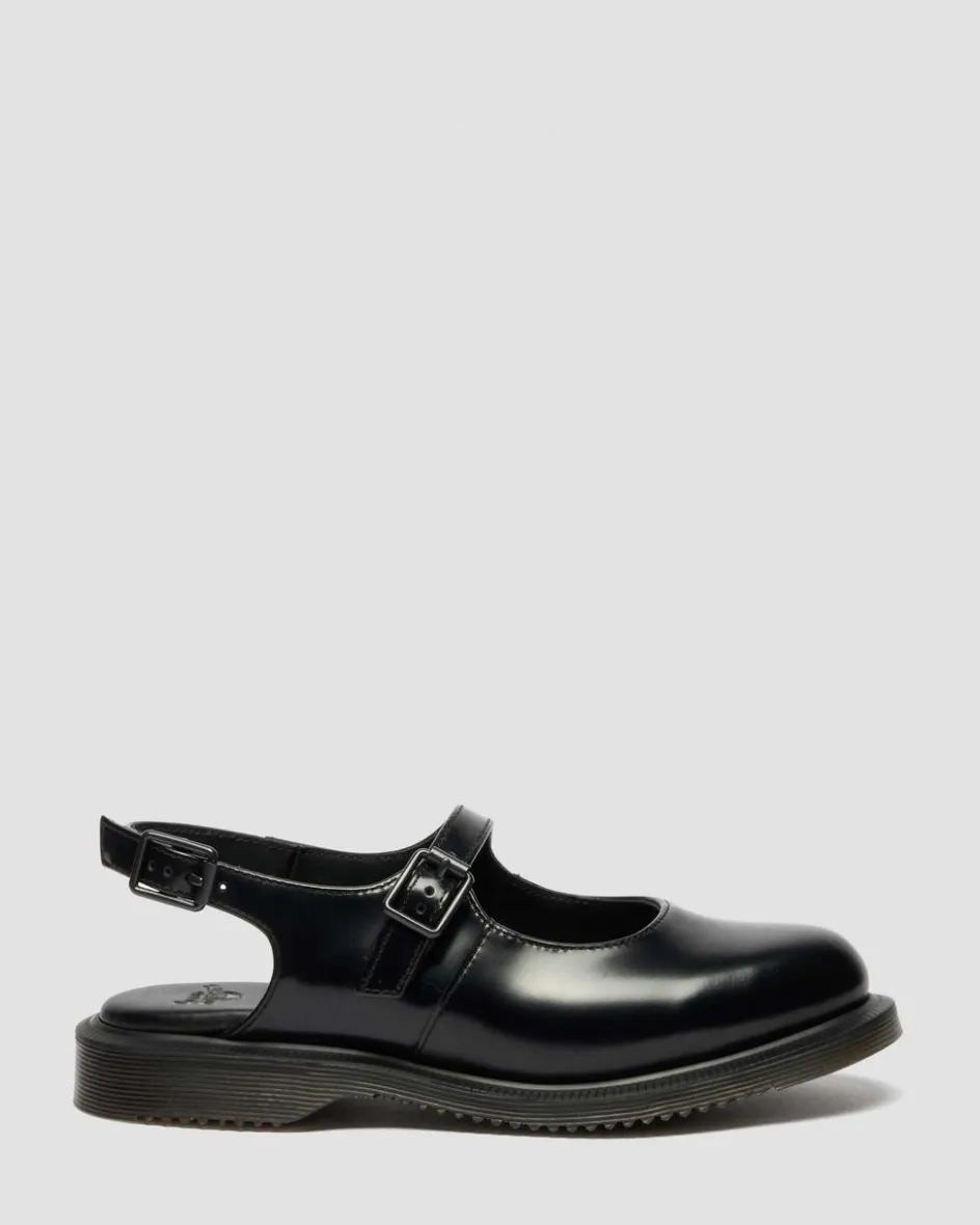 Dr. Martens Mother'S Day Gifts|Shoes*Madaline Mary Jane Smooth Leather Sling Back Shoes in Black Black — Polished Smooth
