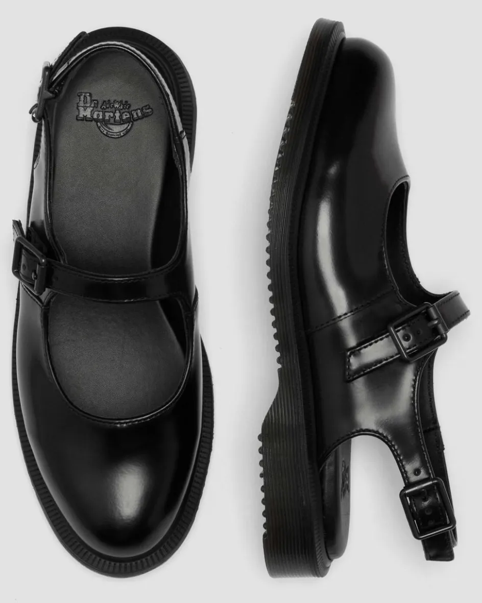 Dr. Martens Mother'S Day Gifts|Shoes*Madaline Mary Jane Smooth Leather Sling Back Shoes in Black Black — Polished Smooth