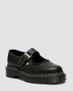 Dr. Martens Shoes|Platform Shoes*Mary Jane Bex Double Stitch Leather Shoes in Black Black — Sendal