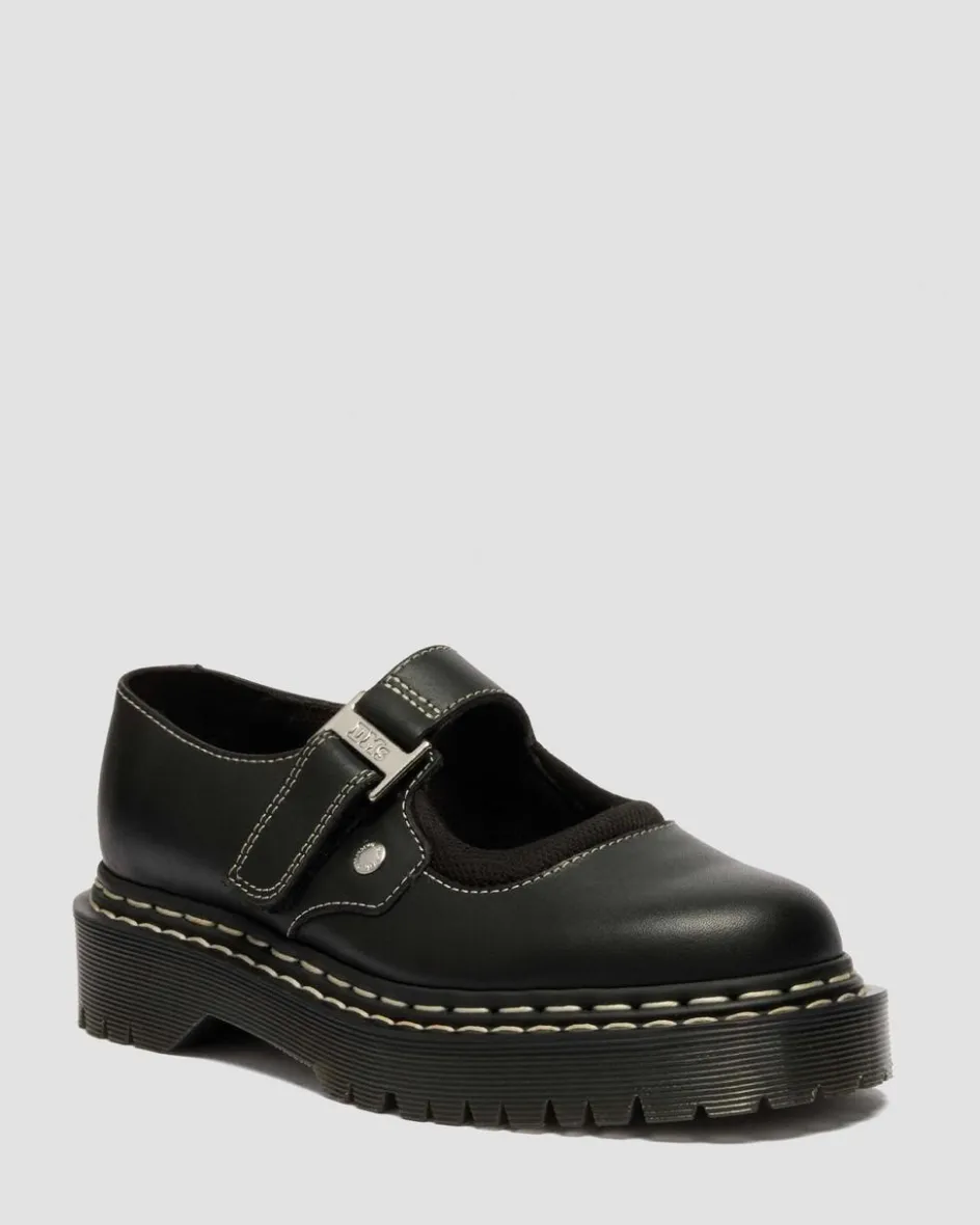 Dr. Martens Shoes|Platform Shoes*Mary Jane Bex Double Stitch Leather Shoes in Black Black — Sendal