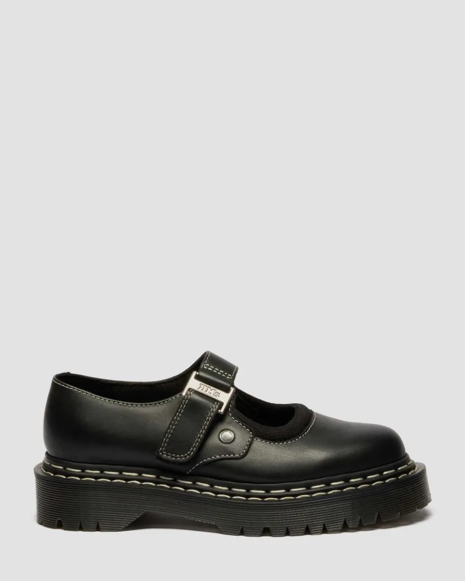 Dr. Martens Shoes|Platform Shoes*Mary Jane Bex Double Stitch Leather Shoes in Black Black — Sendal