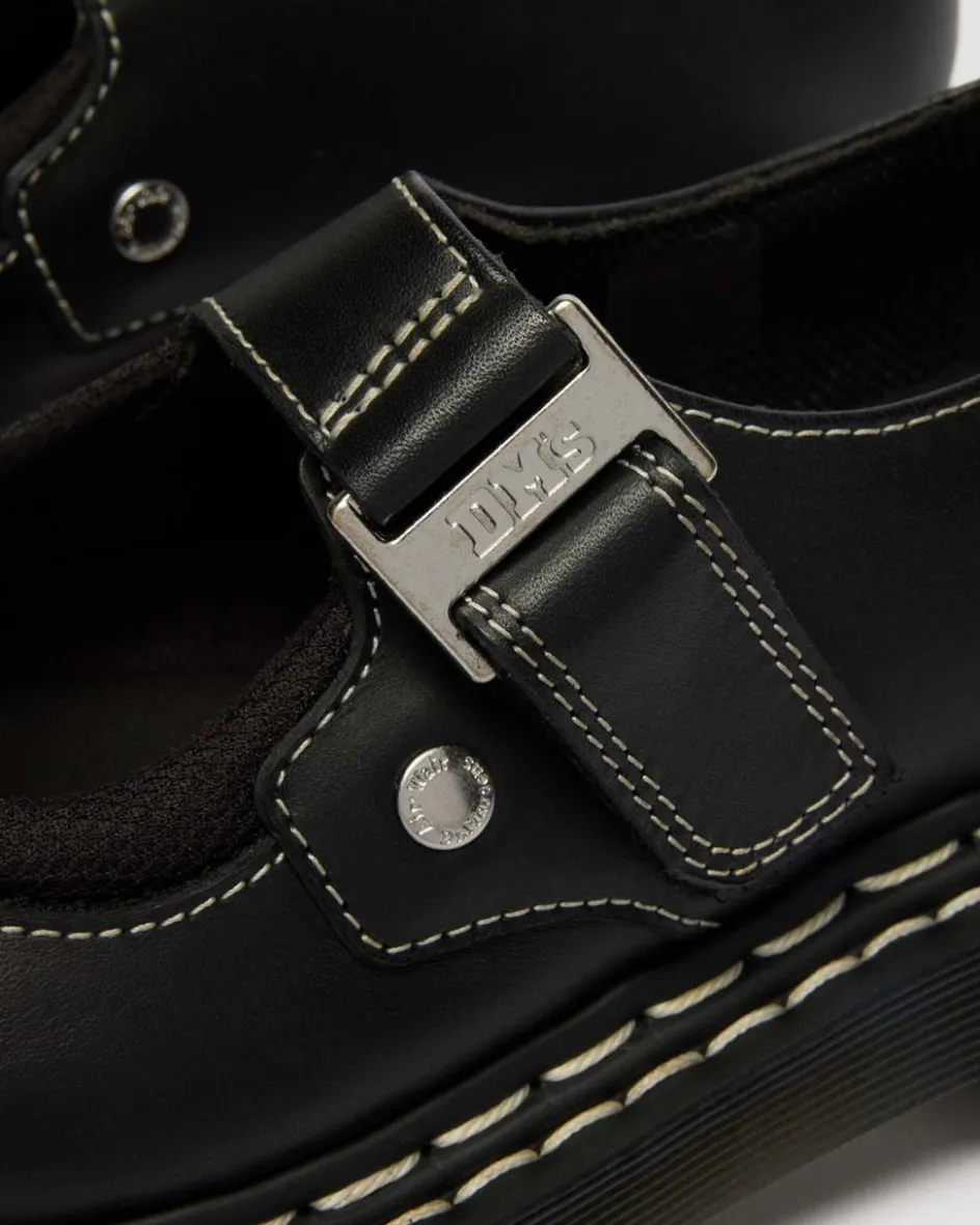 Dr. Martens Shoes|Platform Shoes*Mary Jane Bex Double Stitch Leather Shoes in Black Black — Sendal