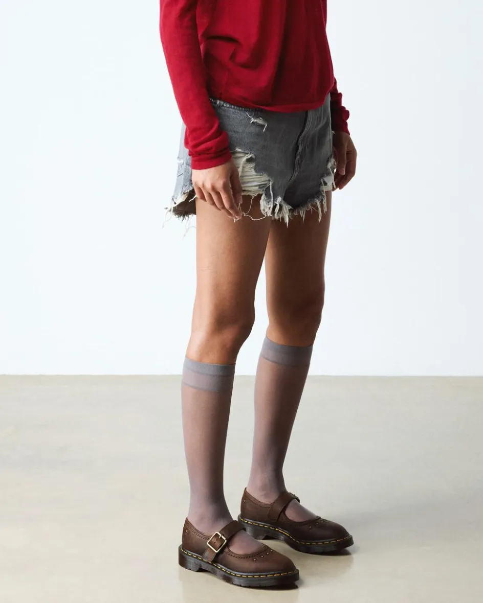 Dr. Martens Shoes|New And Featured*Mary Jane Flower Crazy Horse Leather Shoes in Dark Brown Dark Brown — Crazy Horse