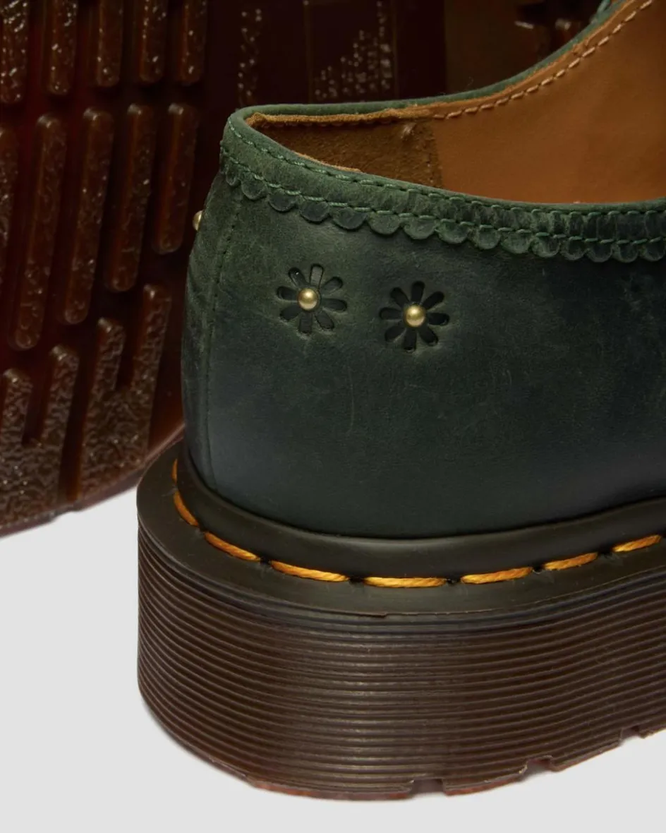 Dr. Martens Shoes|New And Featured*Mary Jane Flower Crazy Horse Leather Shoes in Dms Green DMS GREEN — Crazy Horse