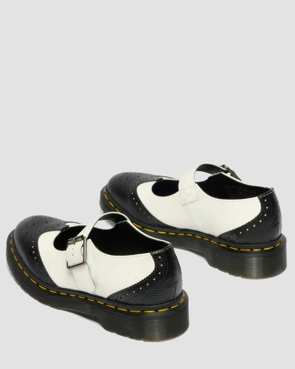 Dr. Martens Mother'S Day Gifts|Shoes*Mary Jane Monochrome Leather Shoes in Black Black+White — Atlas Pebble Grain+Smooth