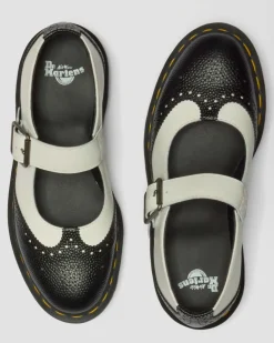 Dr. Martens Mother'S Day Gifts|Shoes*Mary Jane Monochrome Leather Shoes in Black Black+White — Atlas Pebble Grain+Smooth