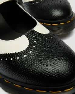 Dr. Martens Mother'S Day Gifts|Shoes*Mary Jane Monochrome Leather Shoes in Black Black+White — Atlas Pebble Grain+Smooth