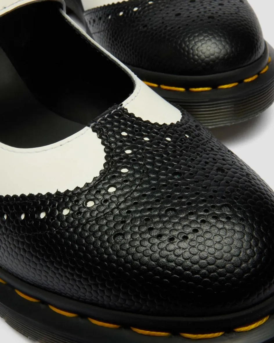 Dr. Martens Mother'S Day Gifts|Shoes*Mary Jane Monochrome Leather Shoes in Black Black+White — Atlas Pebble Grain+Smooth
