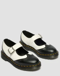 Dr. Martens Mother'S Day Gifts|Shoes*Mary Jane Monochrome Leather Shoes in Black Black+White — Atlas Pebble Grain+Smooth