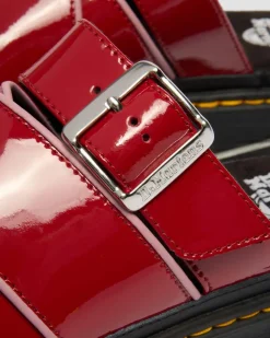 Dr. Martens Mules|Slides*Mattison Slide Soft Patent Leather Sandals in Scarlet Red SCARLET RED — Soft Patent