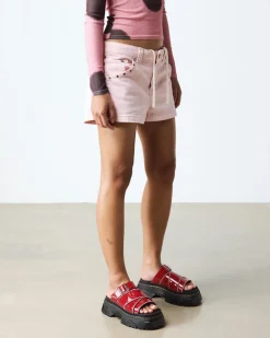 Dr. Martens Mules|Slides*Mattison Slide Soft Patent Leather Sandals in Scarlet Red SCARLET RED — Soft Patent