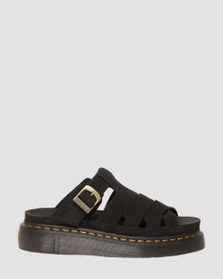 Dr. Martens Last Chance Styles*Maxxy Slide Buttersoft leather sandals in Black Black — E.H.Suede