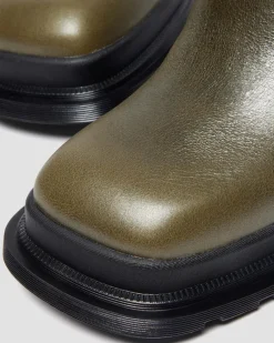 Dr. Martens Last Chance Styles*MAYBOLE CHELSEA SQUARE TOE LEATHER BOOTS in OLIVE GREEN