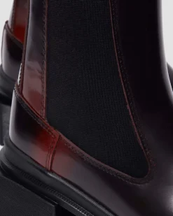 Dr. Martens Tall And Knee High Boots|New And Featured*Maybole Square Toe Chelsea Boots in Black Black+Cherry Red — Arcadia