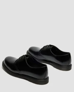 Dr. Martens Shoes|New And Featured*Mayfare Smooth Leather Shoes in Black Black — Polished Smooth