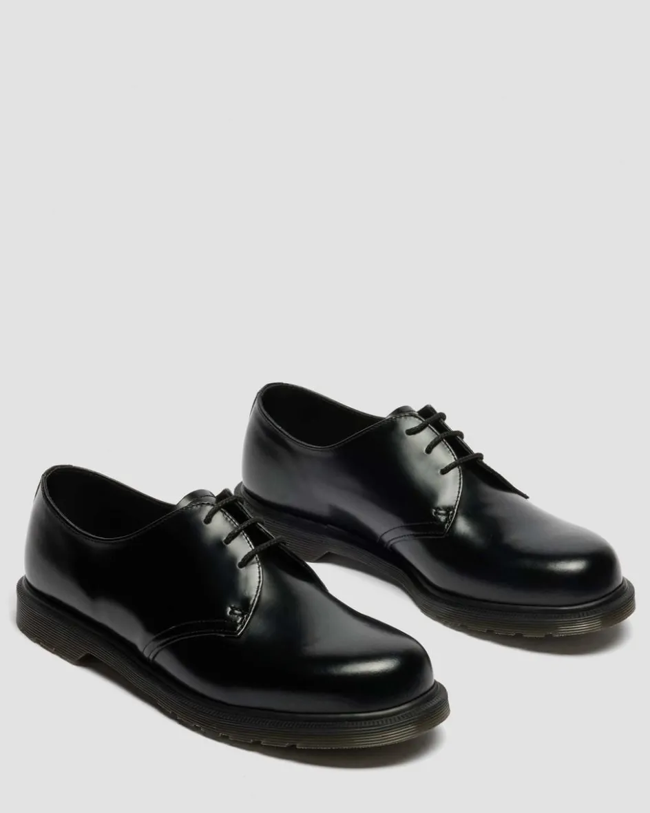 Dr. Martens Shoes|New And Featured*Mayfare Smooth Leather Shoes in Black Black — Polished Smooth