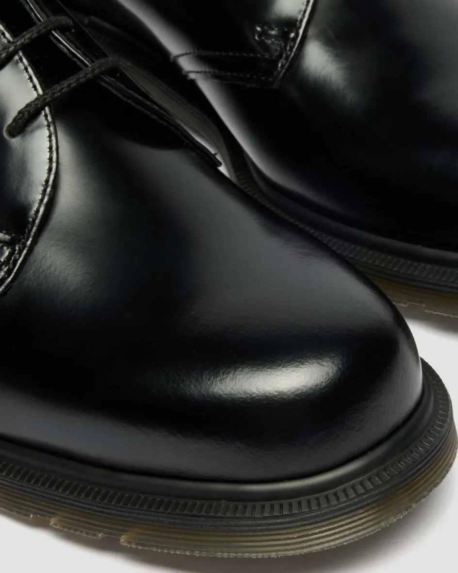 Dr. Martens Shoes|New And Featured*Mayfare Smooth Leather Shoes in Black Black — Polished Smooth