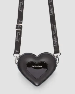 Dr. Martens Last Chance Styles|Last Chance Styles*Mini Heart Shaped Kiev & Patent Leather Bag in Black Black — Kiev+Patent Lamper