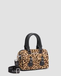 Dr. Martens New And Featured|Accessories*Mini Top Handle Leopard Print Bag in Black Black+Light Tan — Kiev + Mini Leopard Spot Hair On