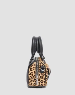 Dr. Martens New And Featured|Accessories*Mini Top Handle Leopard Print Bag in Black Black+Light Tan — Kiev + Mini Leopard Spot Hair On