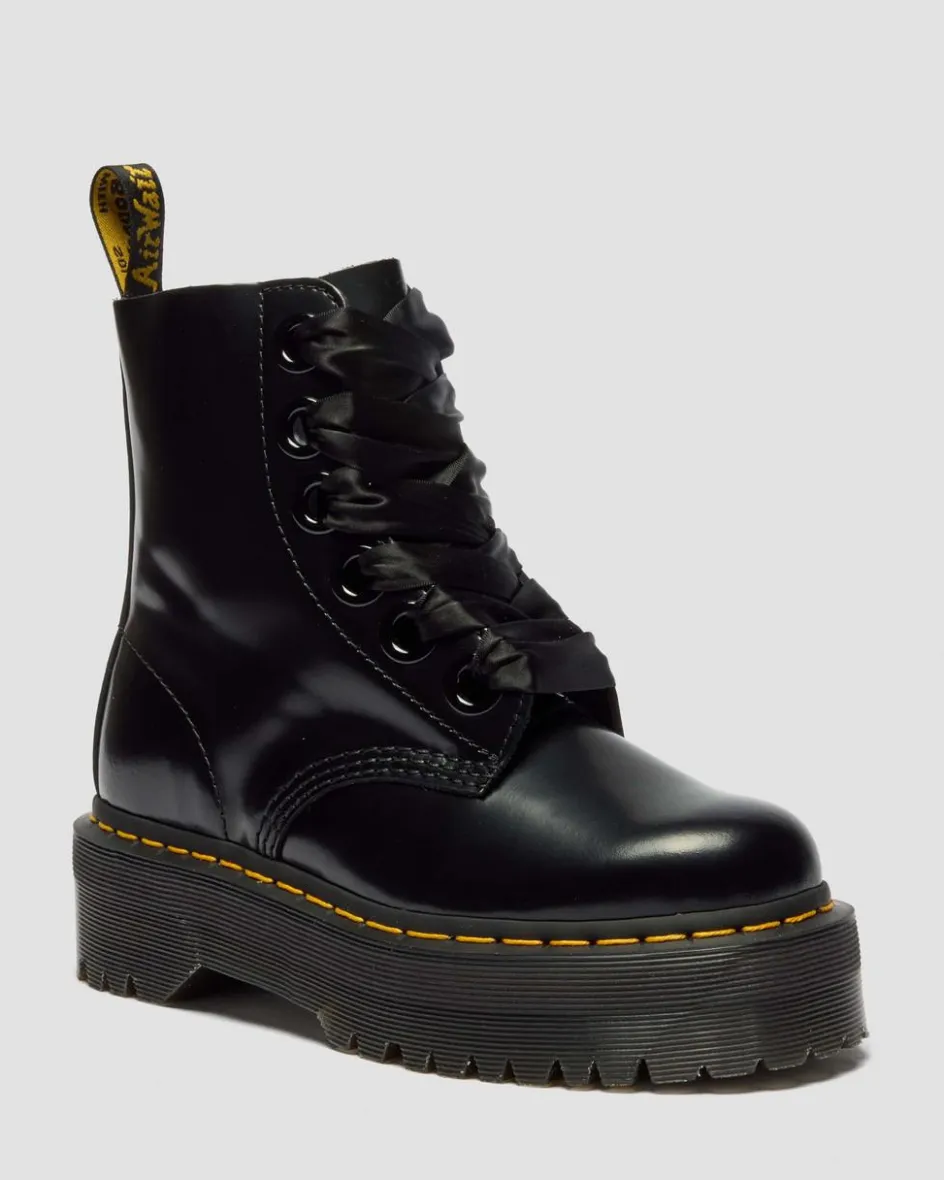 Dr. Martens New And Featured|Mother'S Day Gifts*Molly Women's Leather Platform Boots in Black Buttero BLACK BUTTERO — Buttero