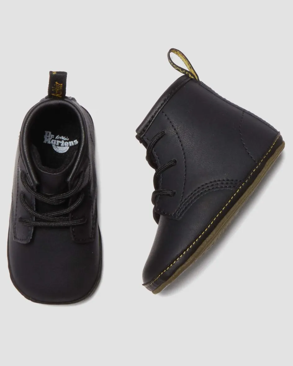 Dr. Martens Infant & 0-1 Years*Newborn 1460 Auburn Leather Booties in Black Black — Mason Pu Split+Mason Nw Synthetic