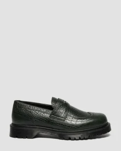 Dr. Martens Last Chance Styles|Last Chance Styles*Penton Brogue Emboss Leather Loafers in Forest Green FOREST GREEN — Croc Embossed Analine