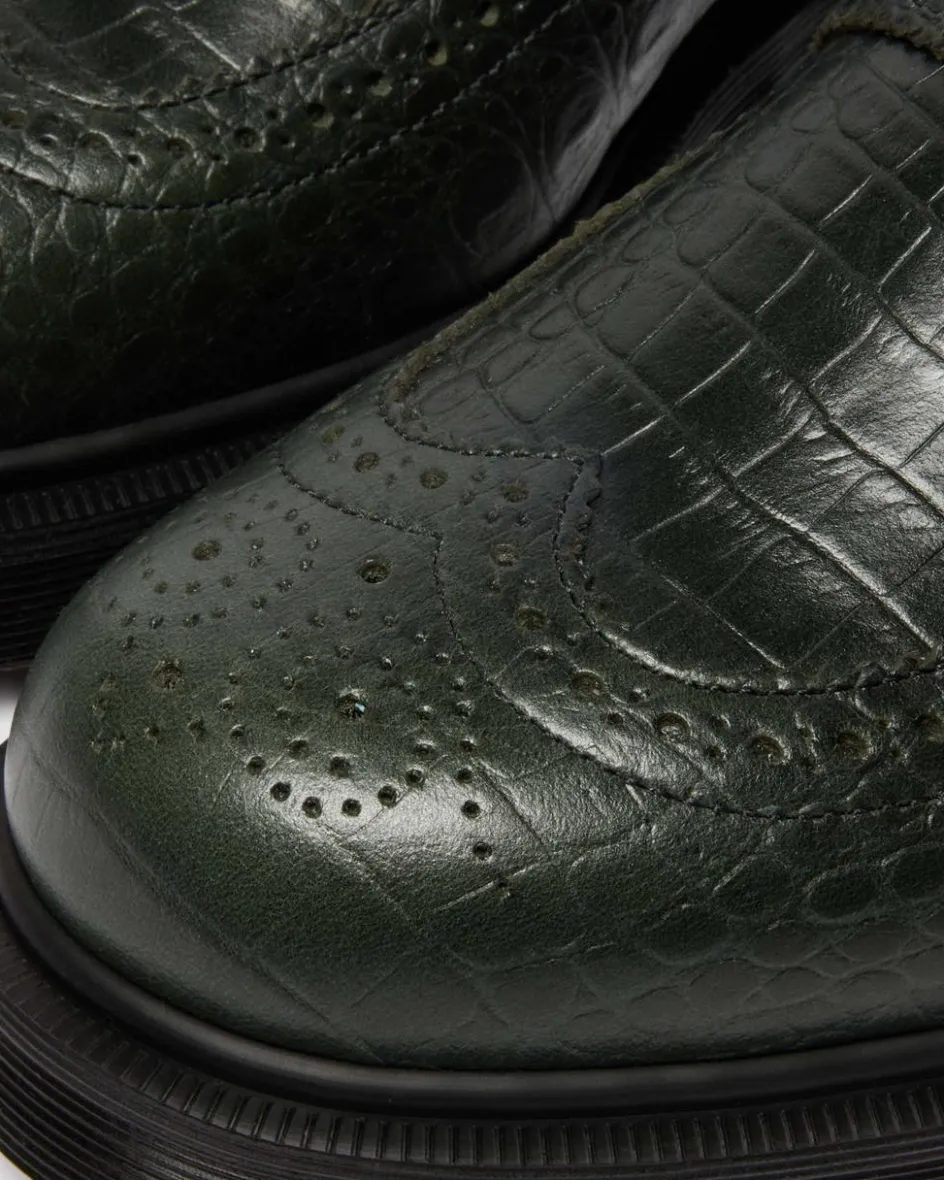 Dr. Martens Last Chance Styles|Last Chance Styles*Penton Brogue Emboss Leather Loafers in Forest Green FOREST GREEN — Croc Embossed Analine