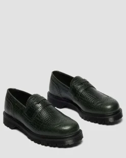 Dr. Martens Last Chance Styles|Last Chance Styles*Penton Brogue Emboss Leather Loafers in Forest Green FOREST GREEN — Croc Embossed Analine