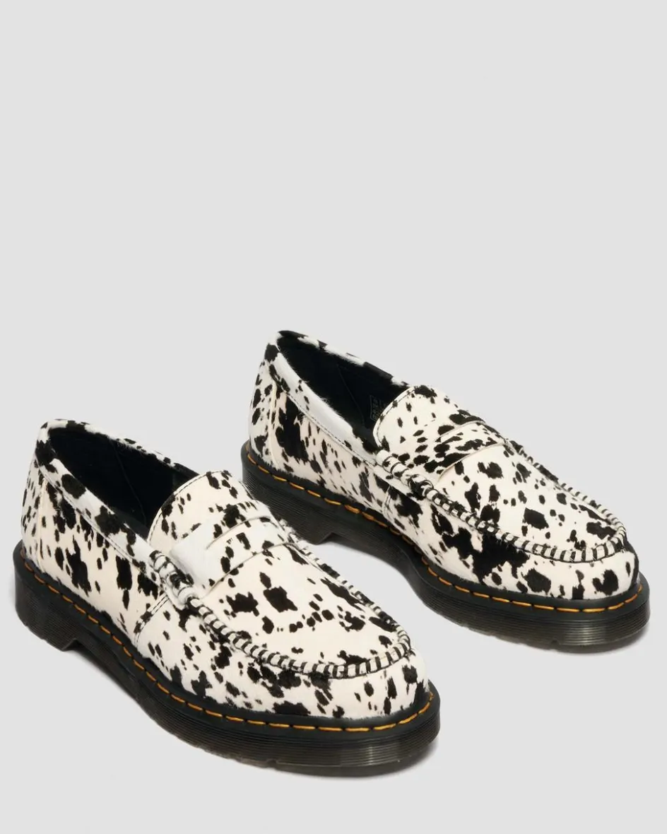 Dr. Martens Shoes|New And Featured*Penton Dalmatian Hair On Leather Loafers in Cream & Black Cream & Black — Dalmatian Print Hair On
