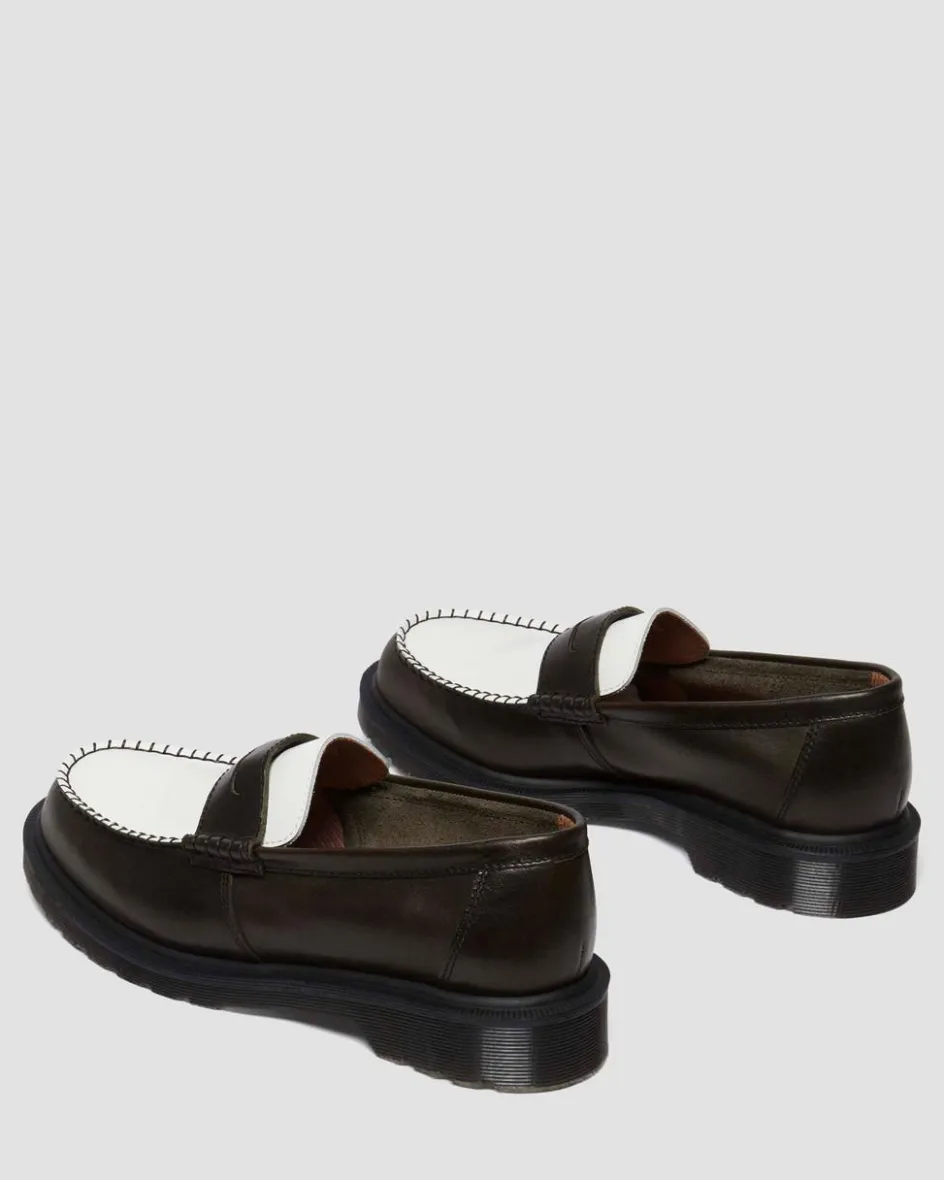 Dr. Martens Last Chance Styles|Last Chance Styles*Penton Made In England Two-Tone Leather Loafers in Olive Olive+White