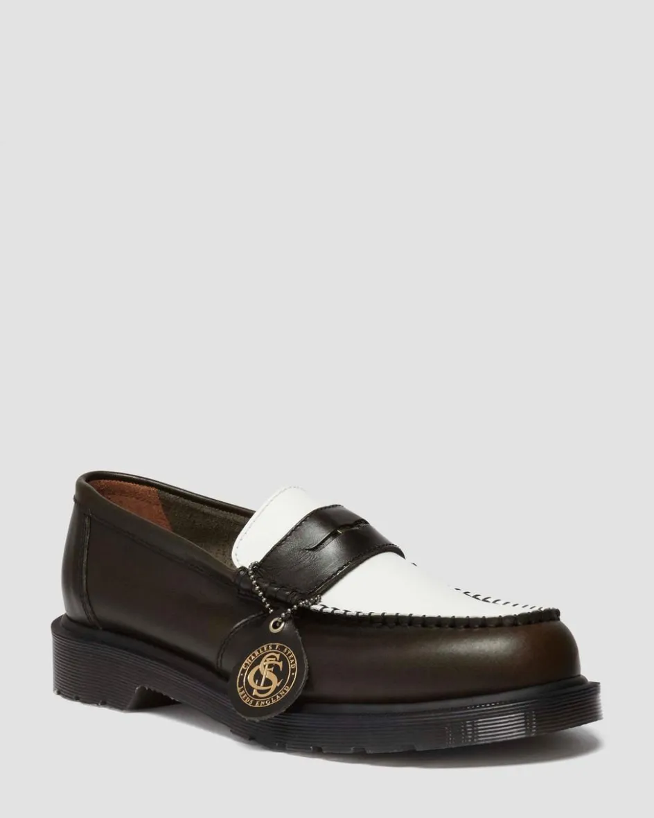 Dr. Martens Last Chance Styles|Last Chance Styles*Penton Made In England Two-Tone Leather Loafers in Olive Olive+White