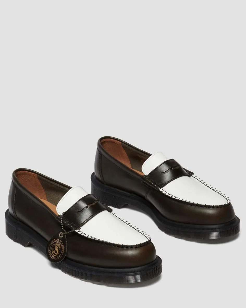 Dr. Martens Last Chance Styles|Last Chance Styles*Penton Made In England Two-Tone Leather Loafers in Olive Olive+White