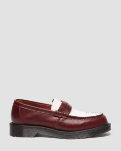 Dr. Martens Last Chance Styles|Last Chance Styles*Penton Made In England Two-Tone Leather Loafers in Burgundy Burgundy+White
