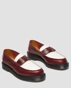 Dr. Martens Last Chance Styles|Last Chance Styles*Penton Made In England Two-Tone Leather Loafers in Burgundy Burgundy+White