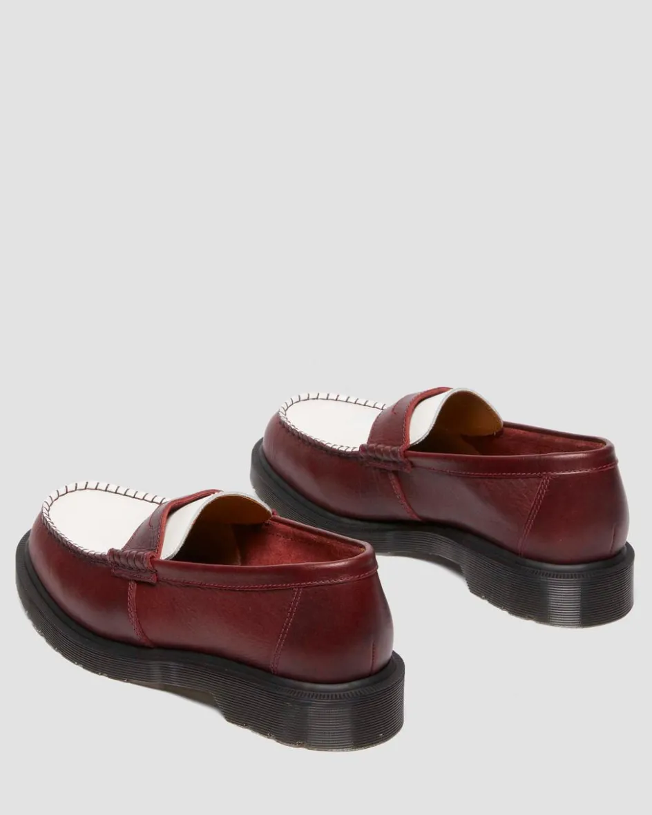 Dr. Martens Last Chance Styles|Last Chance Styles*Penton Made In England Two-Tone Leather Loafers in Burgundy Burgundy+White