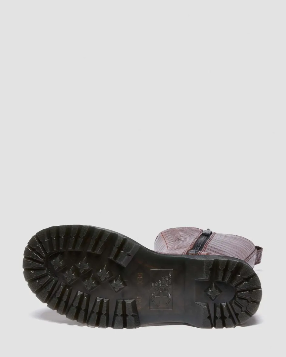Dr. Martens Last Chance Styles*REJENA CROC EMBOSS LEATHER BOOTS in Mocha Brown MOCHA BROWN — Croc Embossed Analine