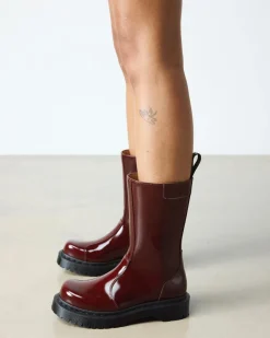 Dr. Martens Platform Boots|New And Featured*Rejena Lacquered Leather Boots in Cherry Red Cherry Red — Lacquered Leather