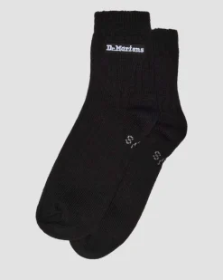 Dr. Martens Socks|New And Featured*Short Athletic Logo Organic Cotton Blend Socks in Black Black — Organic Cotton Blend
