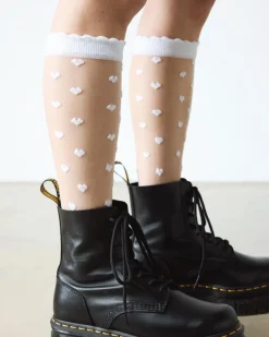 Dr. Martens Socks|New And Featured*Short Heart Mesh Organic Cotton Blend Socks in White WHITE — Organic Cotton Blend+Mesh