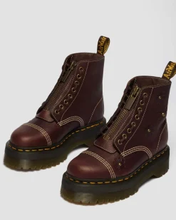 Dr. Martens New And Featured|Floral Styles*Sinclair Flower Grizzly Leather Platform Boots in Dark Brown Dark Brown — Grizzly