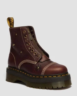 Dr. Martens New And Featured|Floral Styles*Sinclair Flower Grizzly Leather Platform Boots in Dark Brown Dark Brown — Grizzly