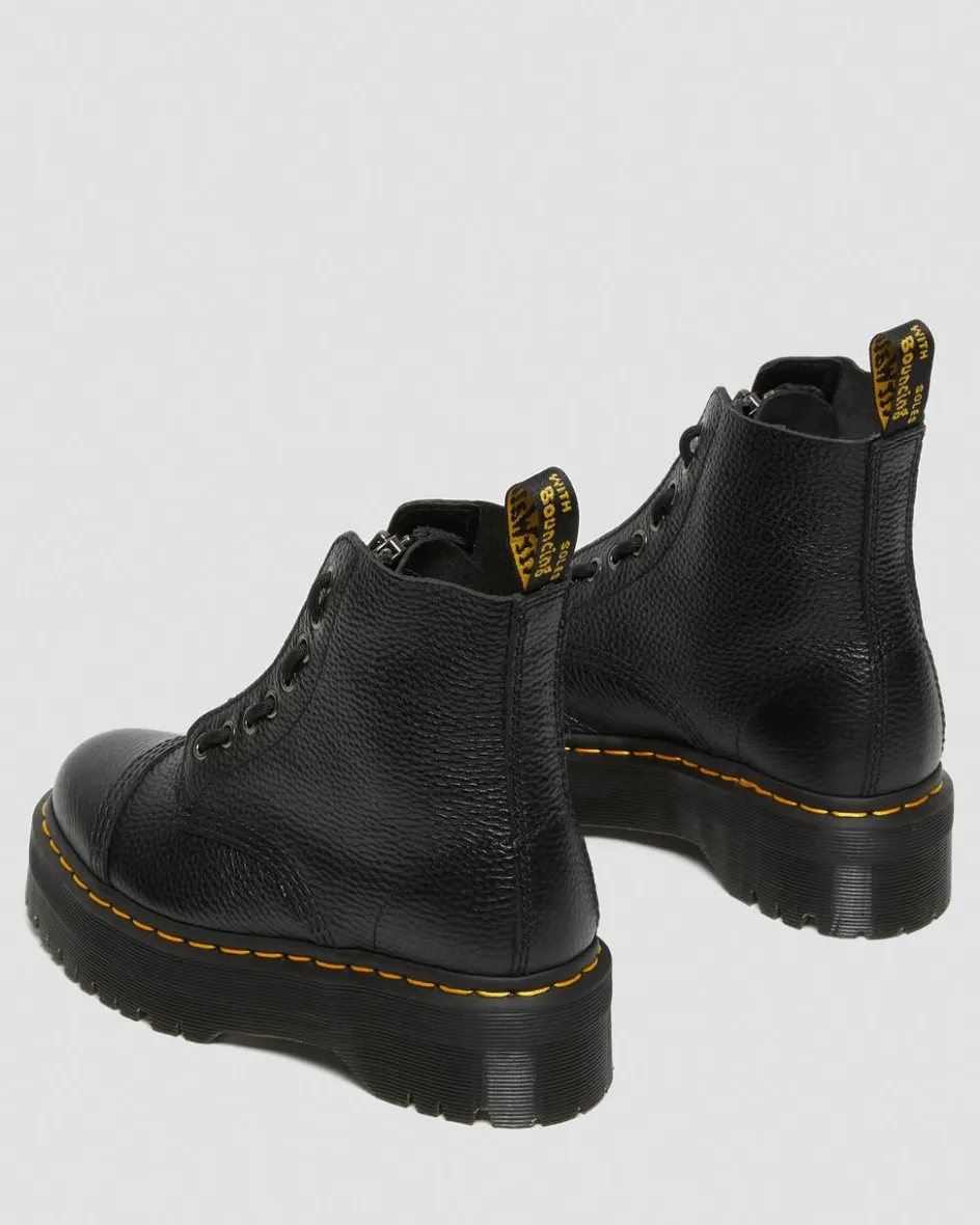 Dr. Martens New And Featured|New And Featured*Sinclair Milled Nappa Leather Platform Boots in Black Milled Nappa BLACK MILLED NAPPA — Milled Nappa