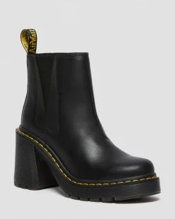 Dr. Martens New And Featured|Heeled Boots*Spence Leather Flared Heel Chelsea Boots in Black Black — Sendal