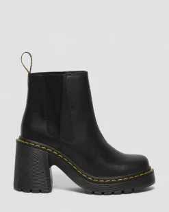Dr. Martens New And Featured|Heeled Boots*Spence Leather Flared Heel Chelsea Boots in Black Black — Sendal