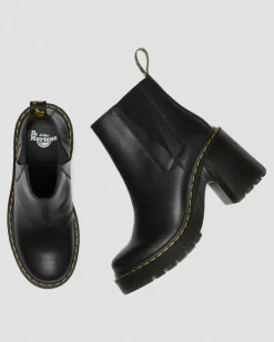 Dr. Martens New And Featured|Heeled Boots*Spence Leather Flared Heel Chelsea Boots in Black Black — Sendal