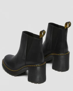 Dr. Martens New And Featured|Heeled Boots*Spence Leather Flared Heel Chelsea Boots in Black Black — Sendal