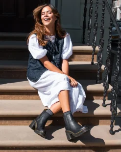 Dr. Martens New And Featured|Heeled Boots*Spence Leather Flared Heel Chelsea Boots in Black Black — Sendal