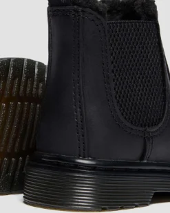 Dr. Martens Toddler & 2-4 Years*Toddler 2976 Faux Fur Lined Chelsea Boots in Black Black — Republic Waterproof